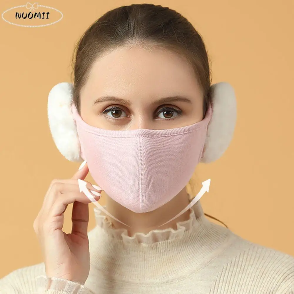 Simple Outdoor Dust-proof Windproof Fleece Riding Earflap Wrap Men Women Mask 2in1 Earmuffs Mask Winter Cloth Accessories