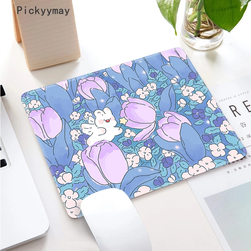 Laptop Mouse Mat For Office PC Computer Keyboard Cute Animal Mouse Pad Kawaii Bunny Deskmat Gaming Desk Mats Slipmat 22x18cm