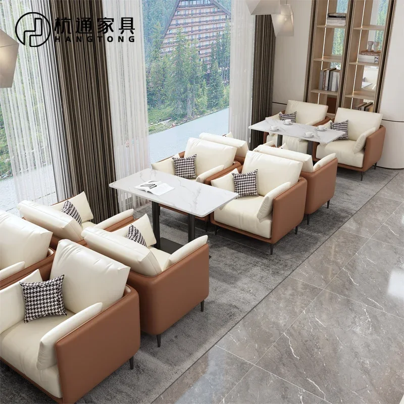 Customized Leisure Club Sales Office Reception Milk Tea Coffee Shop Western Restaurant Table and Chair Combination