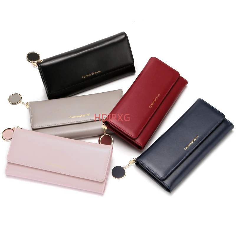 Women Wallets Brand Letter Long Tri-fold Wallet Purse Fresh Leather Female Clutch Card Holder Cartera Mujer