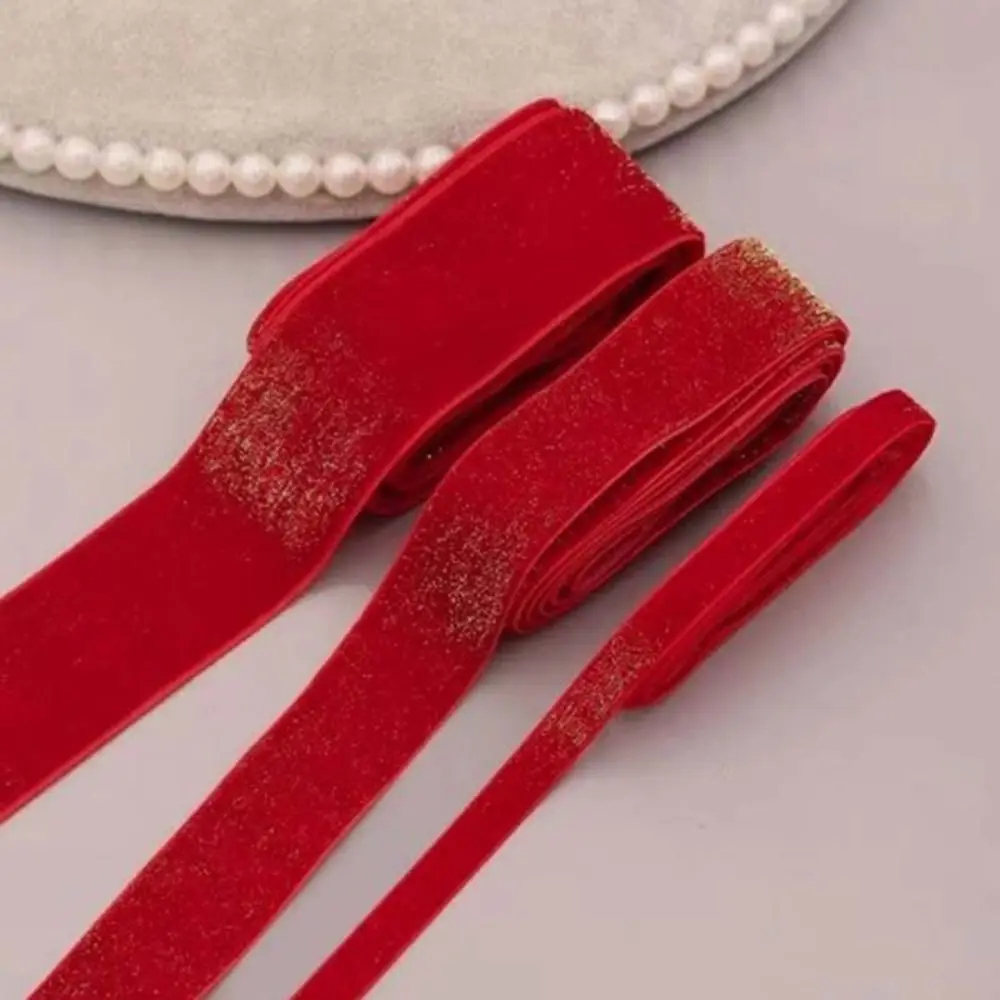 Sewing Accessories 5 Yards Christmas Velvet Ribbon DIY Various Sizes Wide Red Gold Ribbon Glitter Bow Ribbon Wrapping