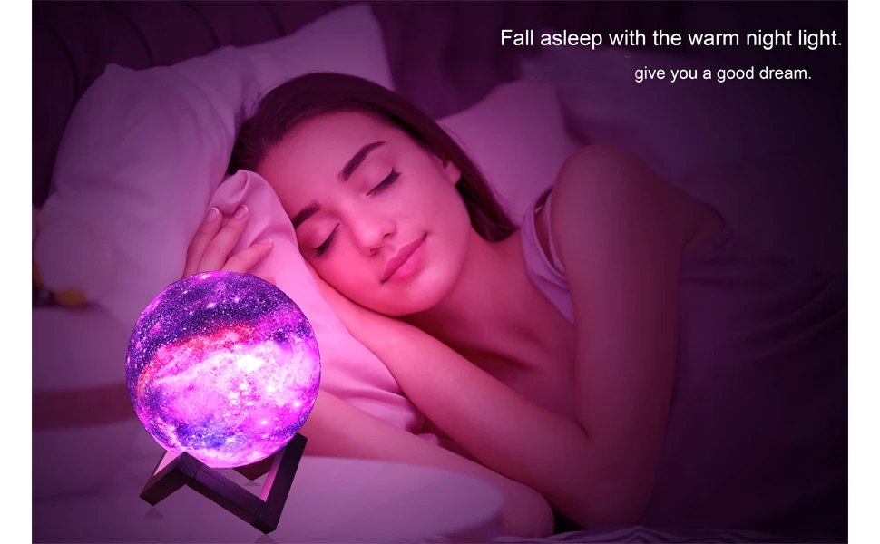 T20 3D Printing Moon Lamp Galaxy Moon Light Kids Night Light 16 Color Change Touch and Remote Control Galaxy Light as  Gifts