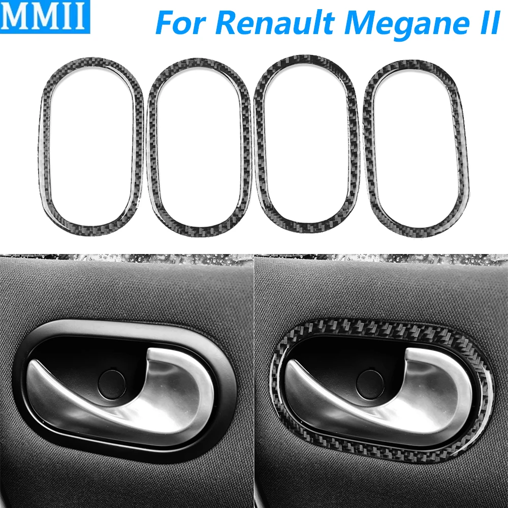 For Renault Megane II 2004-2008 Carbon Fiber Inner Door Handle Switch Frame Panel Cover Trim Car Accessories Interior Sticker