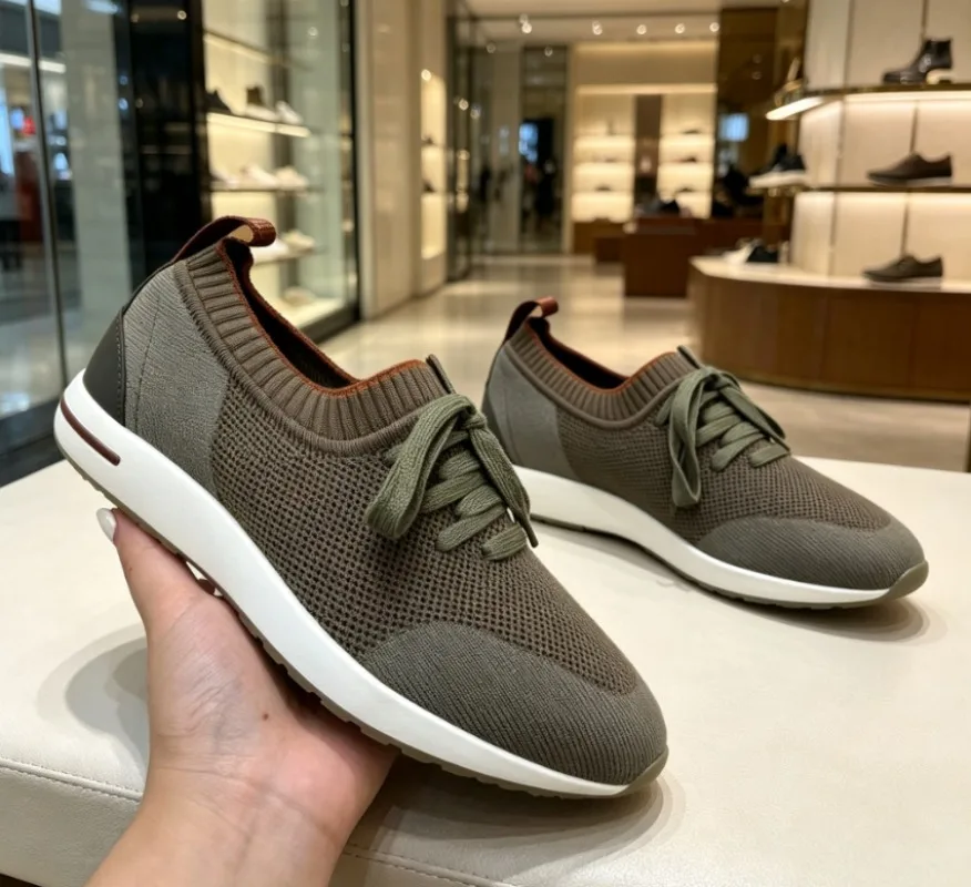 New breathable knitted slip-on sneakers for men, summer lightweight casual board shoes, versatile stylish trainers.