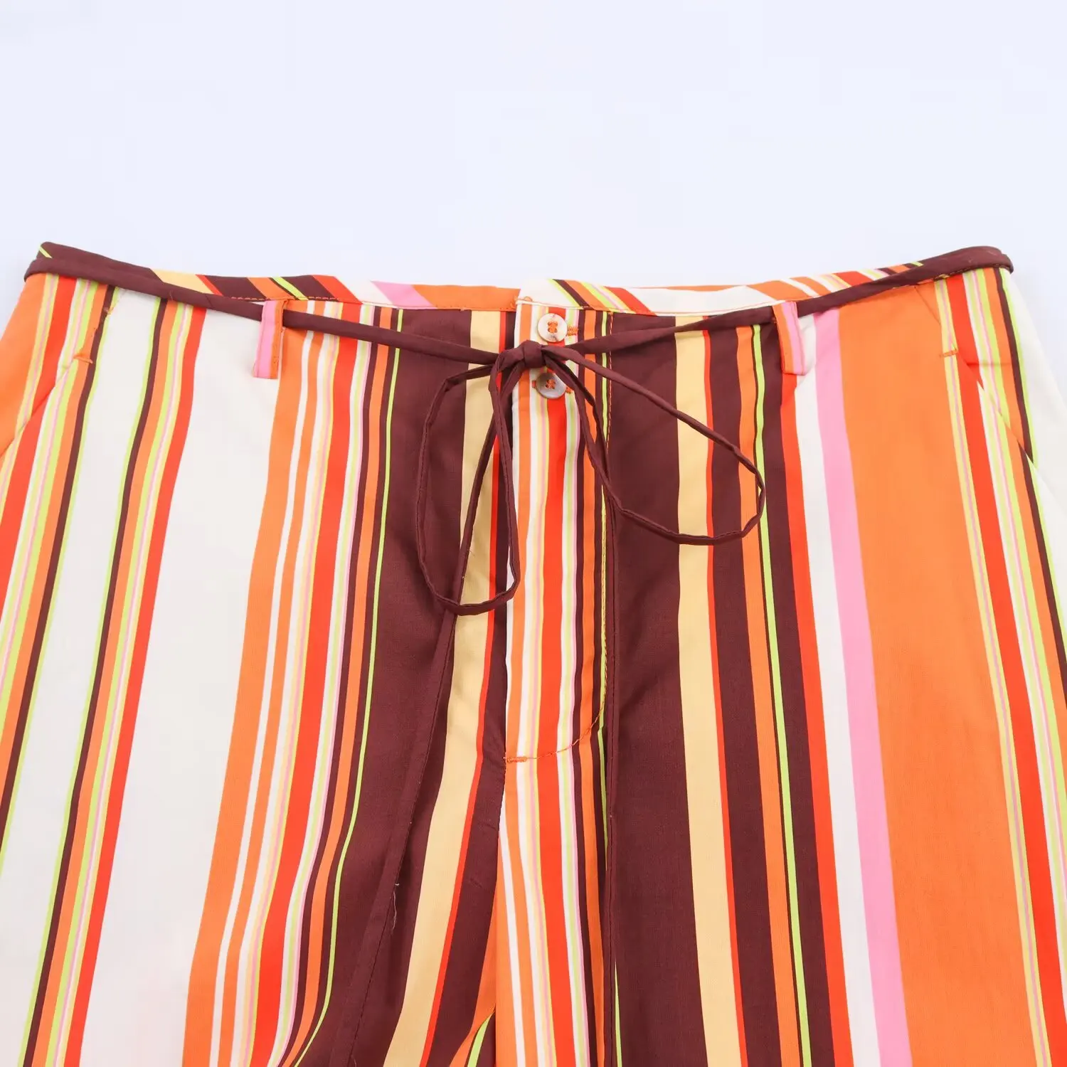 BSK&TRAF2025 женская осенняя новая стильная пижама с лацканами и длинными рукавами, свободная полосатая рубашка, топ + повседневные расклешенные брюки в полоску