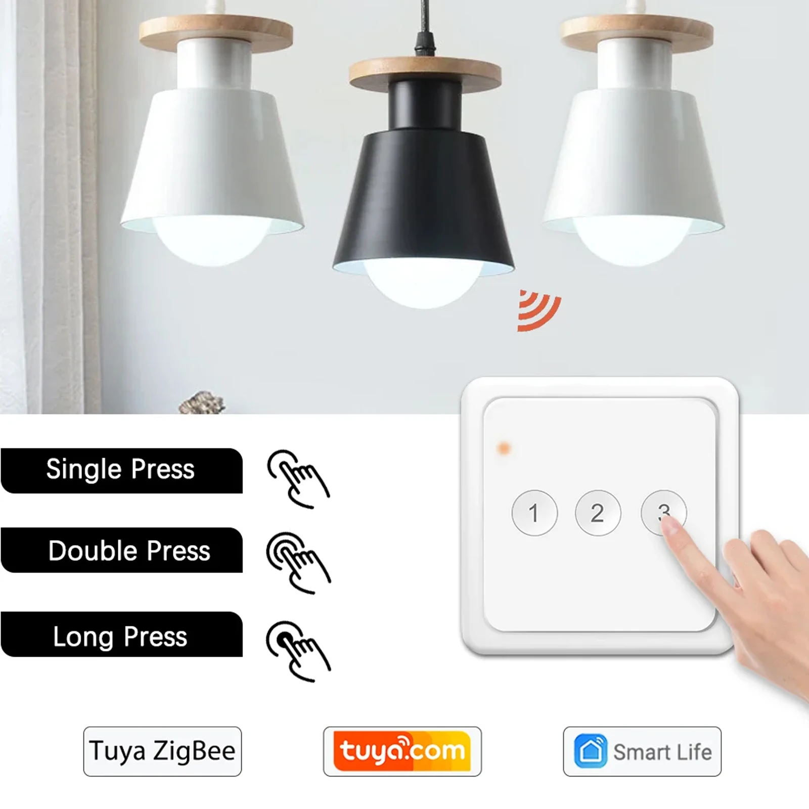 Tuya ZigBee 3.0 Wireless 3 Gang Remote Control Scene Switch Support Smart Life Home Assistant ZigBee2MQTT Automation DIY