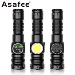 Asafee COB 10W LED Outdoor Flashlight SOS Red Yellow Light Torch Telescopic Zoom Lamp 1500M Range Lantern Spotlight Floodlight