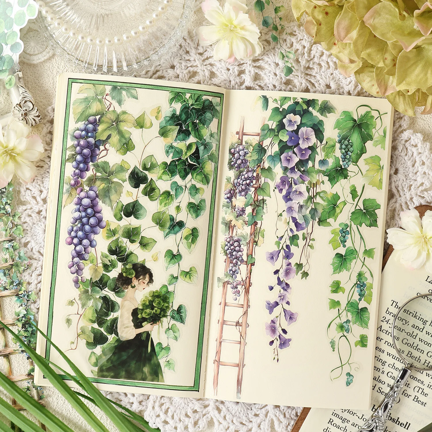 0-Sheet Long Floral Sticker Set, Charming Flower Designs, Ideal for Scrapbooking & Card Making image 4