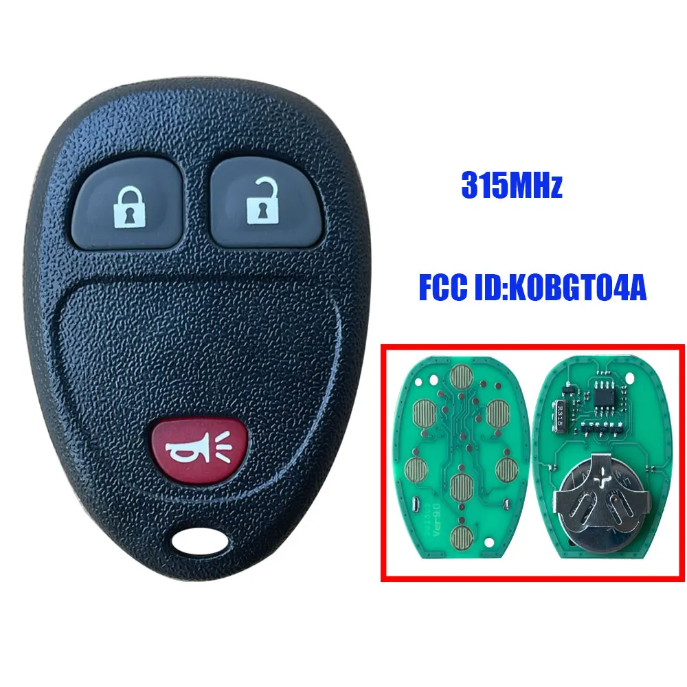 3 Buttons 315Mhz Remote Control Key KOBGT04A For Buick Chevrolet Tahoe Traverse GC 2007 2008 2009 2010 2011 2012 2013