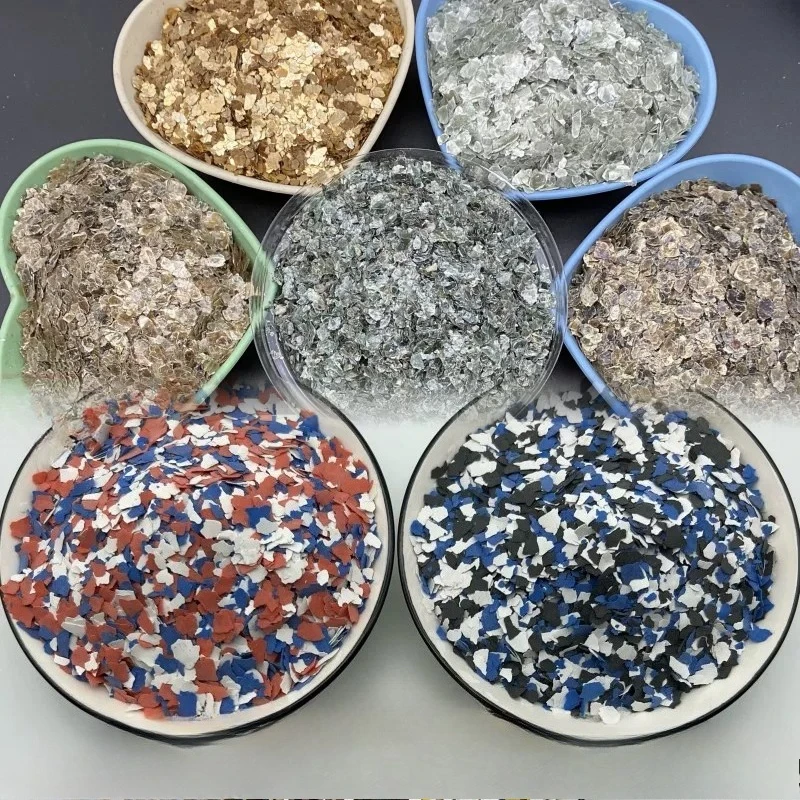 Ultra-thin Calcined Mica Slice Colorful Composite Dyed Rock Slice Exterior Wall Decoration Epoxy Floor Paint Golden Sequins 500g