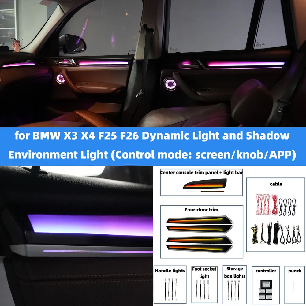 64 color symphony ambient light for bmw x3 x4 f25 f26 2012-2017 led ambient light dynamic neon light auto parts upgrade