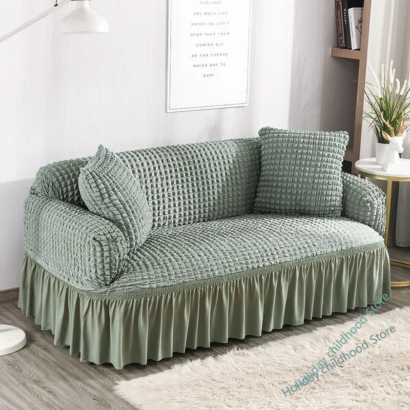 1/2/3/4 flying seat seersucker living room sofa cover elastic sofa cover elastic solid thickness elastic sofa cover
