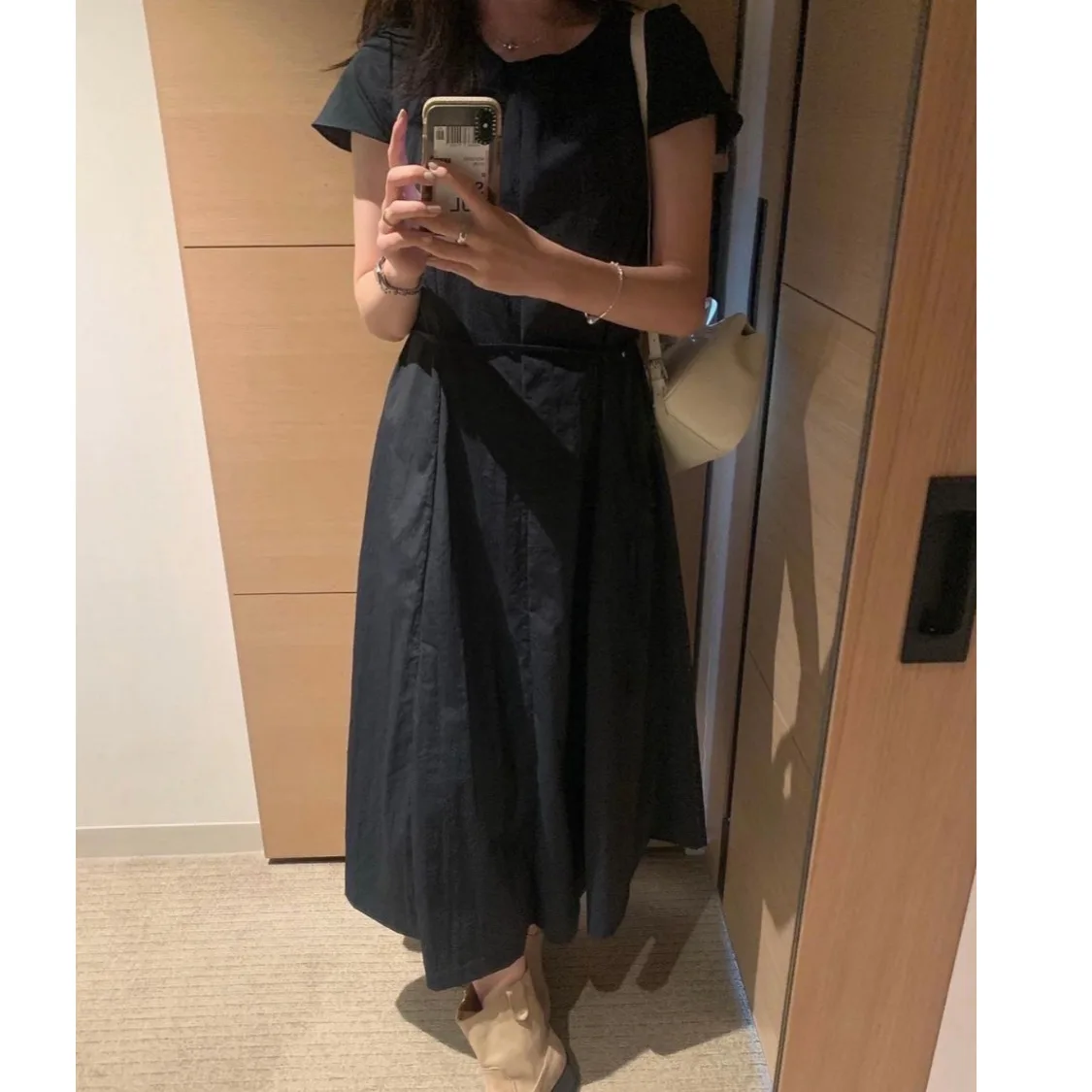 Verano Chic Simple coreano Sle mujer Dr Cool Feeling redondo Ne cinturón cintura adelgazante falda larga viaje Regular fino