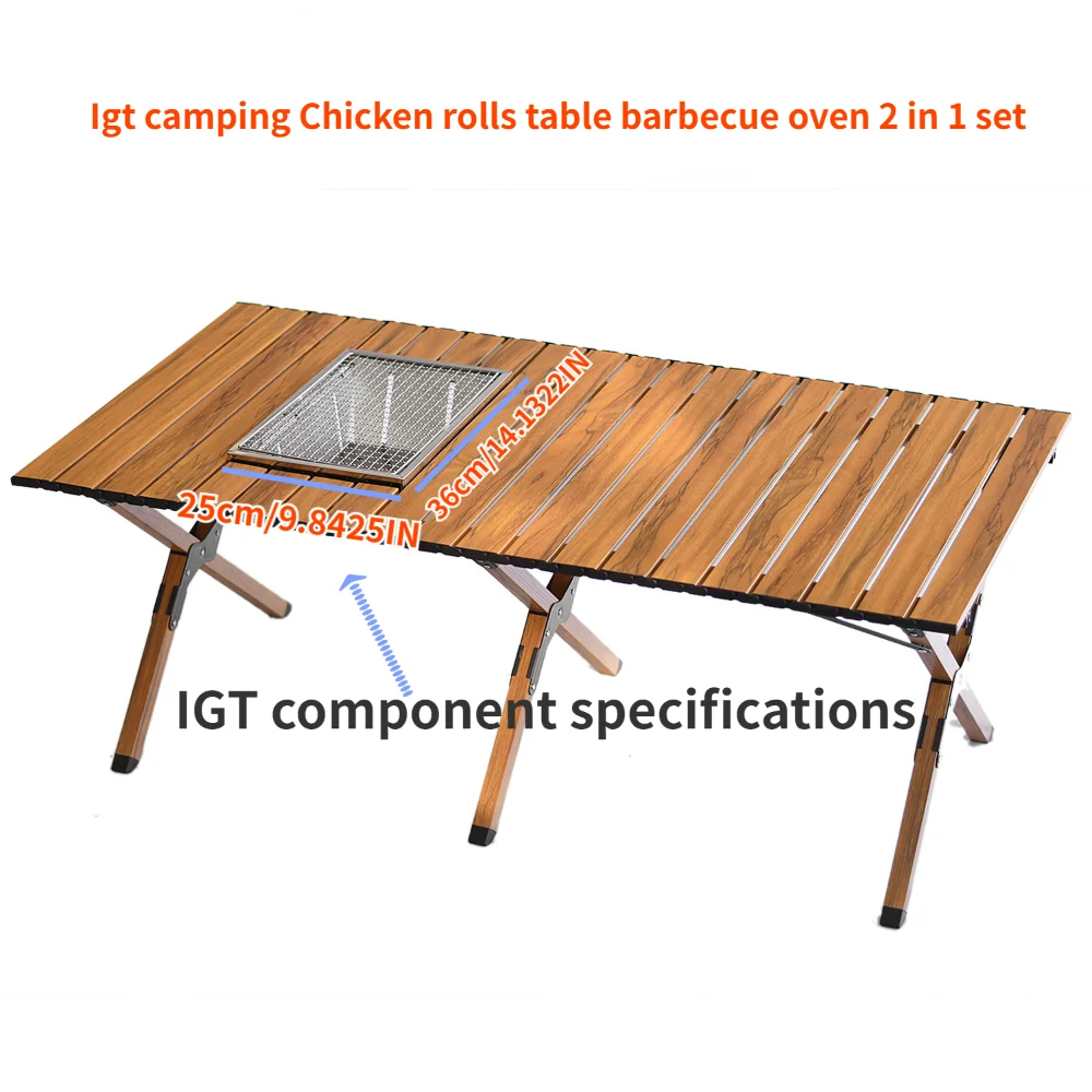 Portable IGT Folding Table for Camping, IGT Folding Tables, Egg Roll, Barbecue Grill, Heating Stoves, 2 in 1 Set