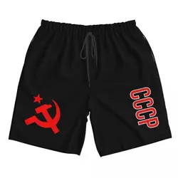 2022 Men's CCCP Russian Men USSR Soviet Union Beach Shorts Quick Dry Material  Shorts Summer Casual Sports Beachwear Swimsuit