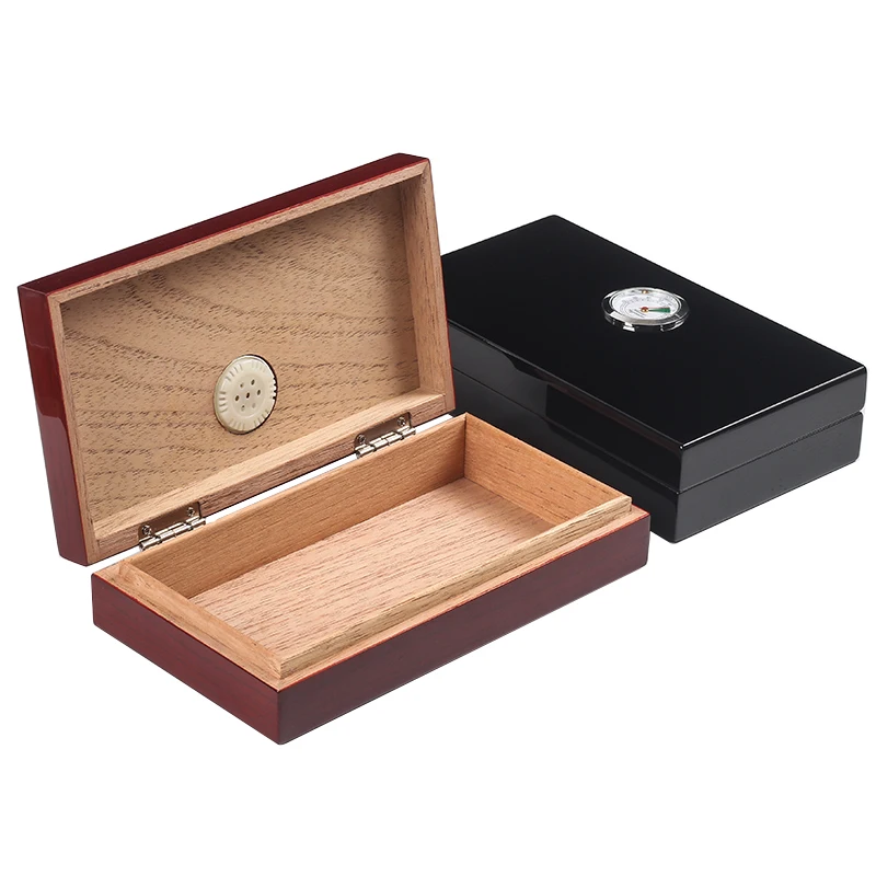 

Cigar Humidor Smoking Accessories 4pcs Capacity Wooden Humidor Portable Travel Humidor Jacket with Hygrometer