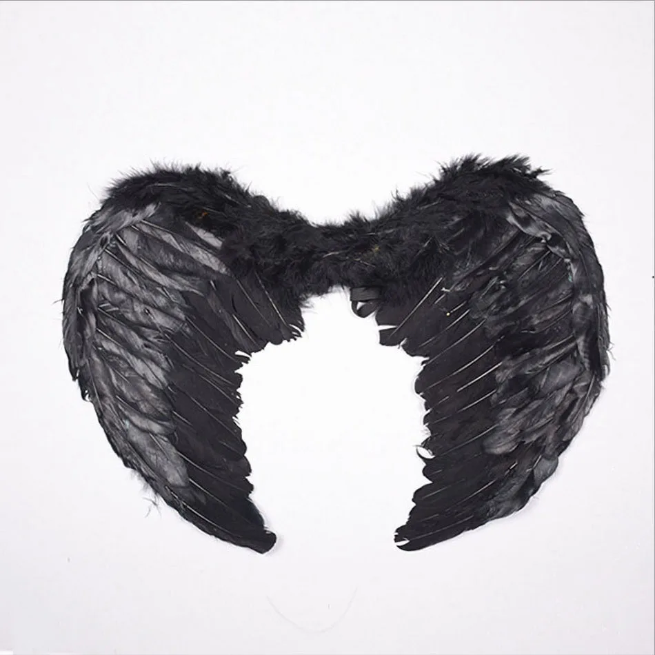 Children Devil and Angel Wings Boys Girls Feather Wing Children Halloween Costume Party Accessories Kids Photography Props