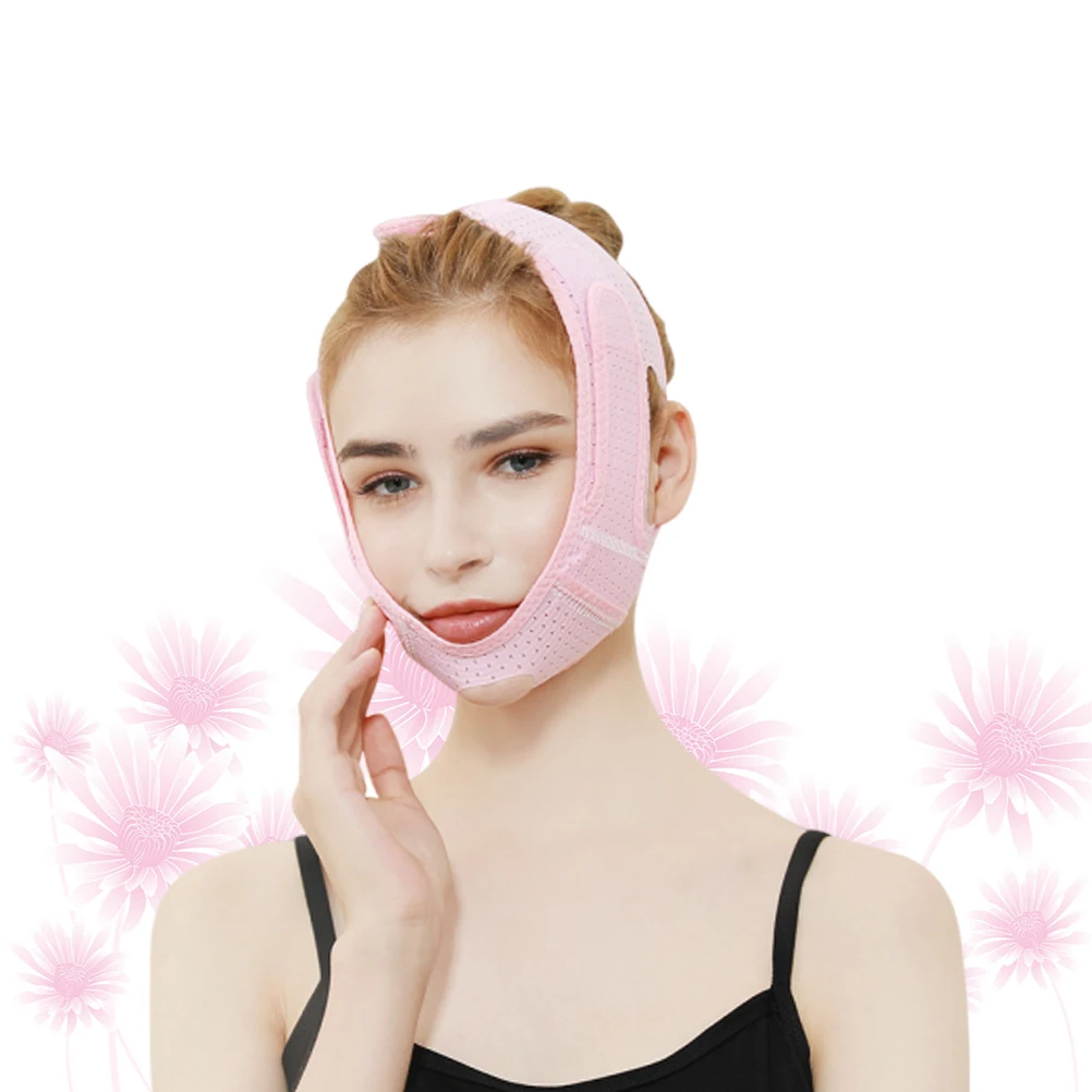 

Adjustable Breathable Face Lifting Mask Women Chin Strap Skin Firming Belt Soft Comfortable Pink