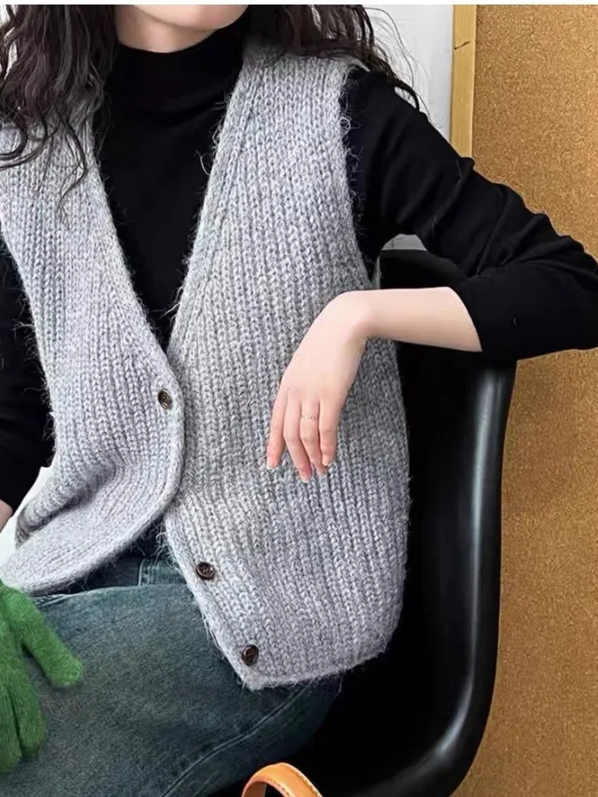 Printemps 2026 femmes tricoté gilet rétro superposition boutonné Cardigan Svel vêtements d'extérieur Faion coréen Sle fille vêtements d'extérieur