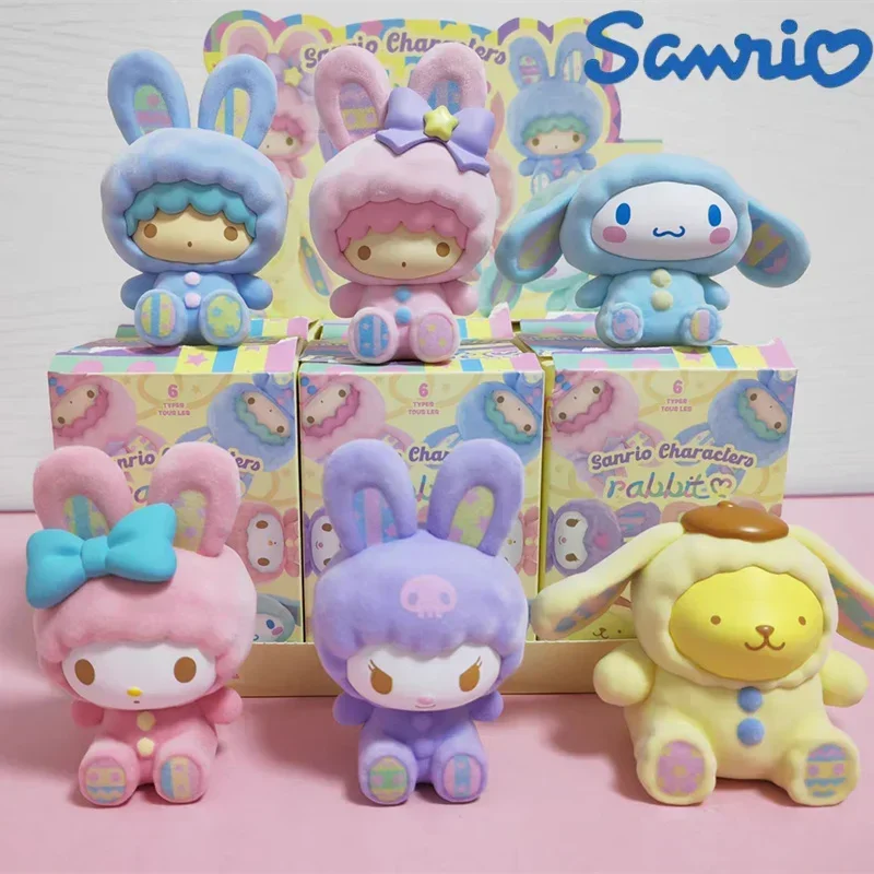 

Новинка, Подлинная Sanrio, Кролик серии, строительные фигурки, фигурки Kuromi Melody Cinnamorroll, Офисная коллекция, украшения, сюрприз, подарок