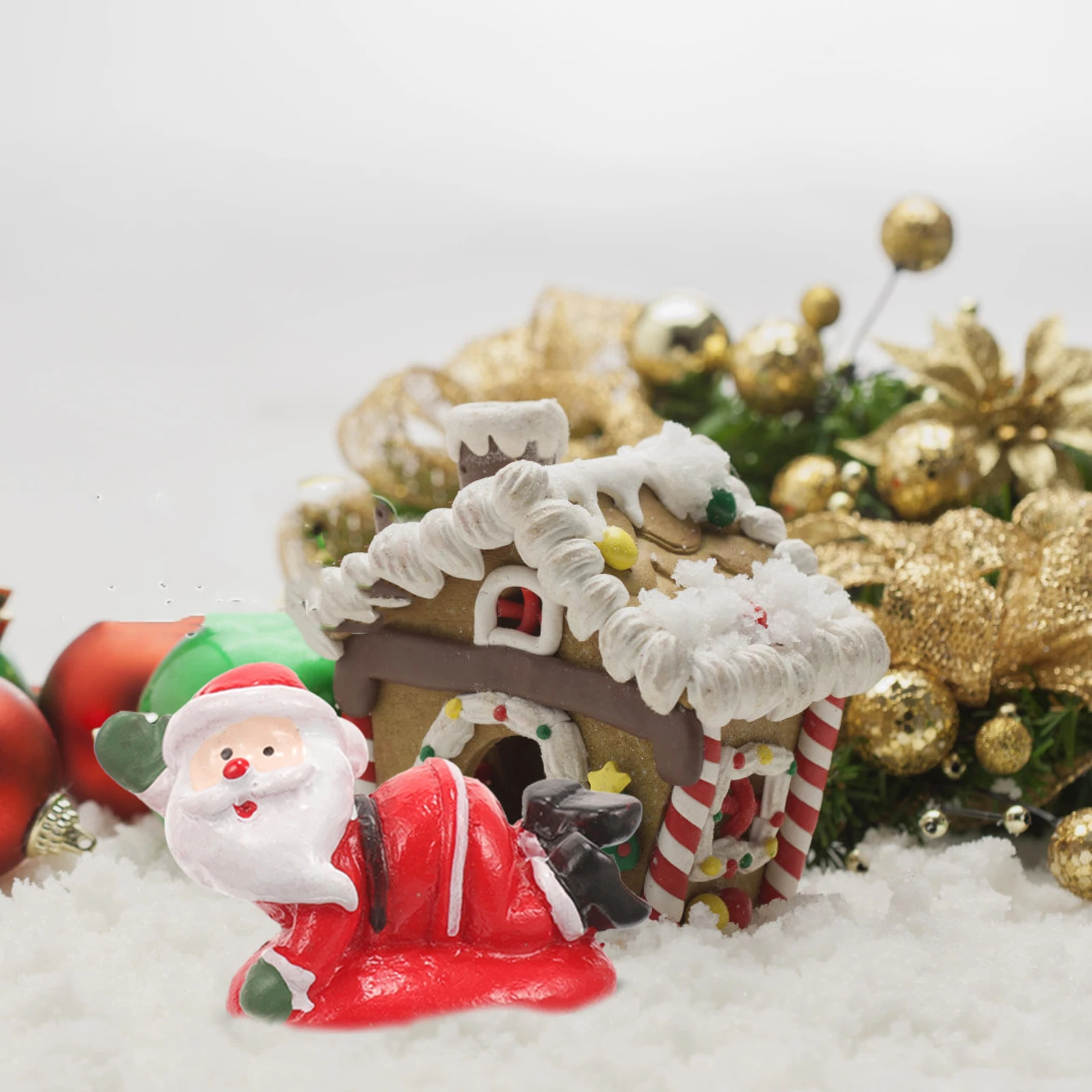 

2Pcs Santa Claus Sculpture Resin Craft Christmas Decoration Home Display Xmas Party Supply Small Holiday Statue