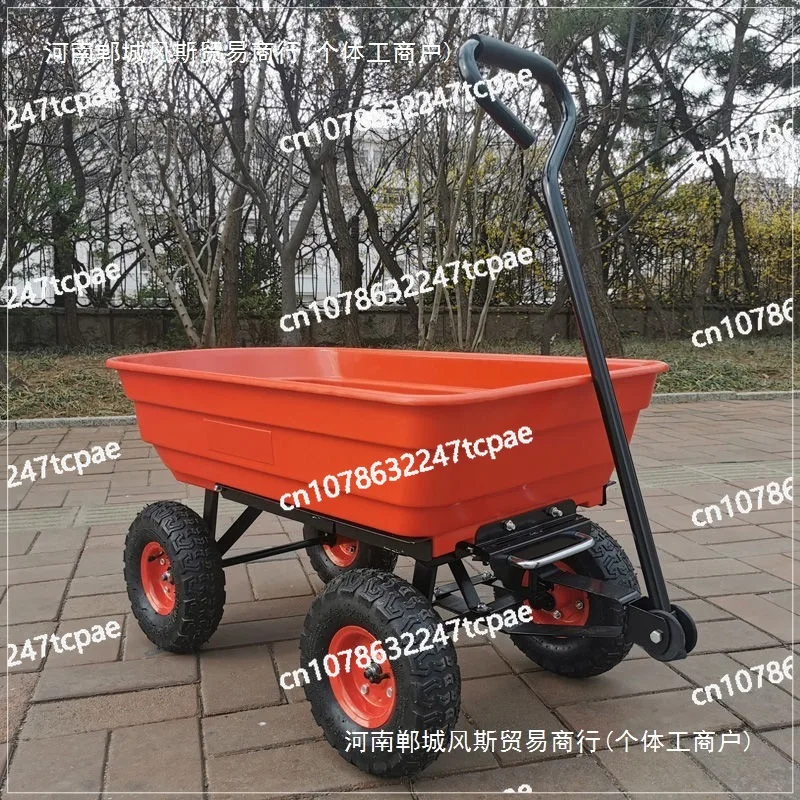 

Four-wheeled Hand Trailer Camping Truck Tipping Bucket Truck Selling Flower Trolley