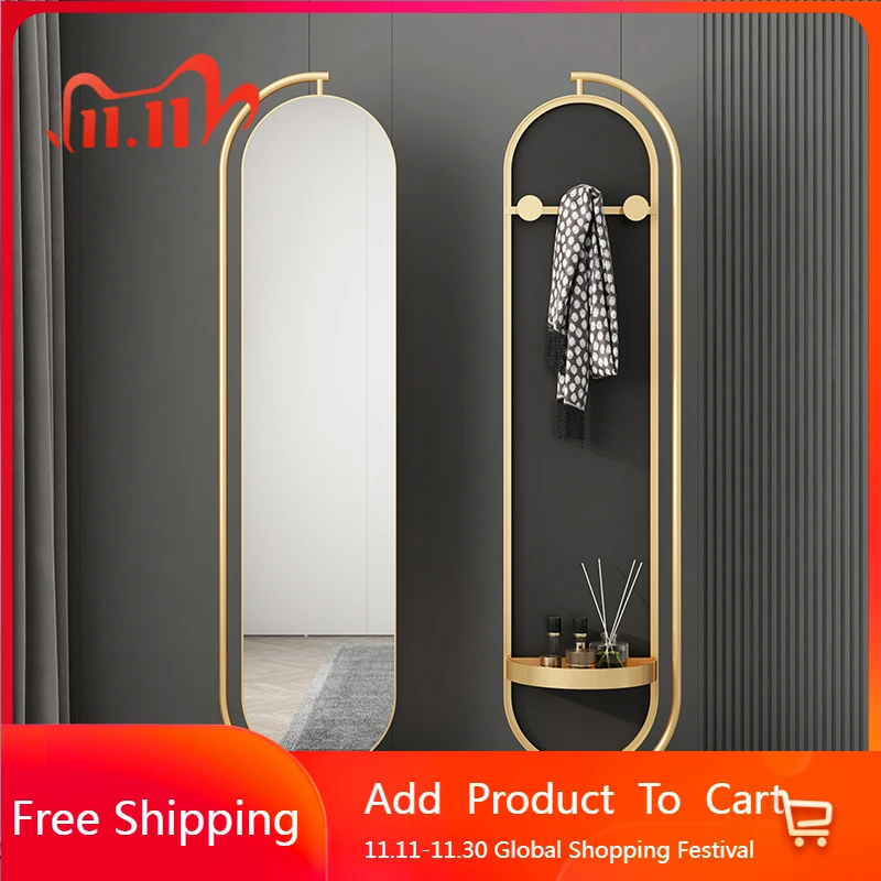 

Oval Circle Mirror Aesthetic Standing Decoration Vanity Full Body Big Funky Mirror Gold Living Room Espelhos Home Decorations
