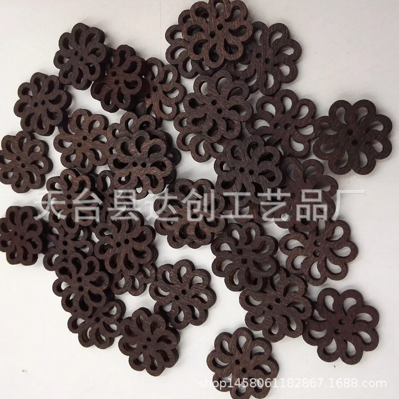2.0Cm retro chrysanthemum button, hollow button, kindergarten DIY handmade wooden button