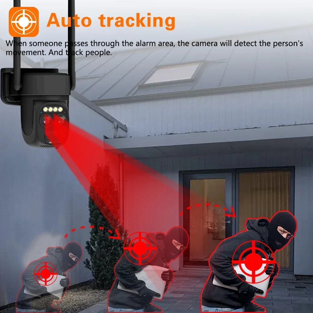 10X Zoom Solar WIFI Camera Dual Lens 4K 8MP HD Video Surveillance IP Camera Outdoor Wireless Smart Battery Cameras AI Tracking