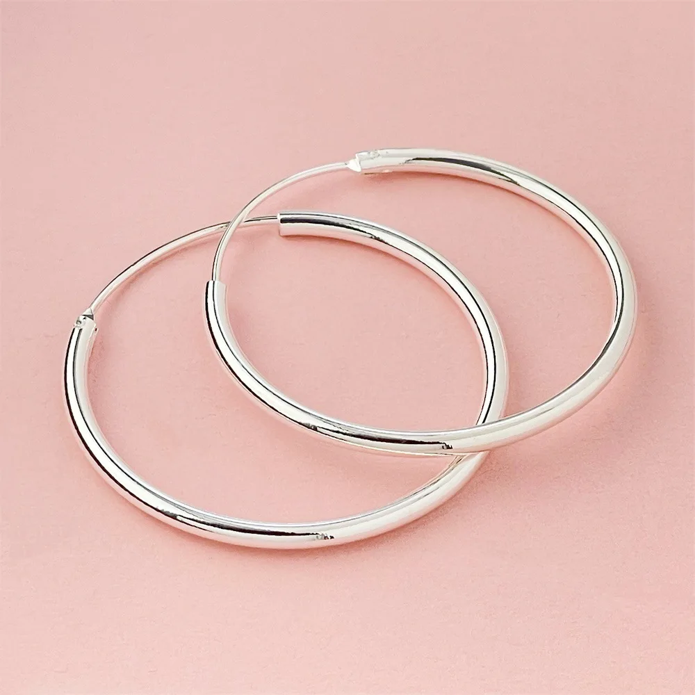 

Стильные простые глянцевые серьги из стерлингового серебра 925 пробы, 3,5 см, повседневный подарок на день рождения, годовщину, подходит для женщин