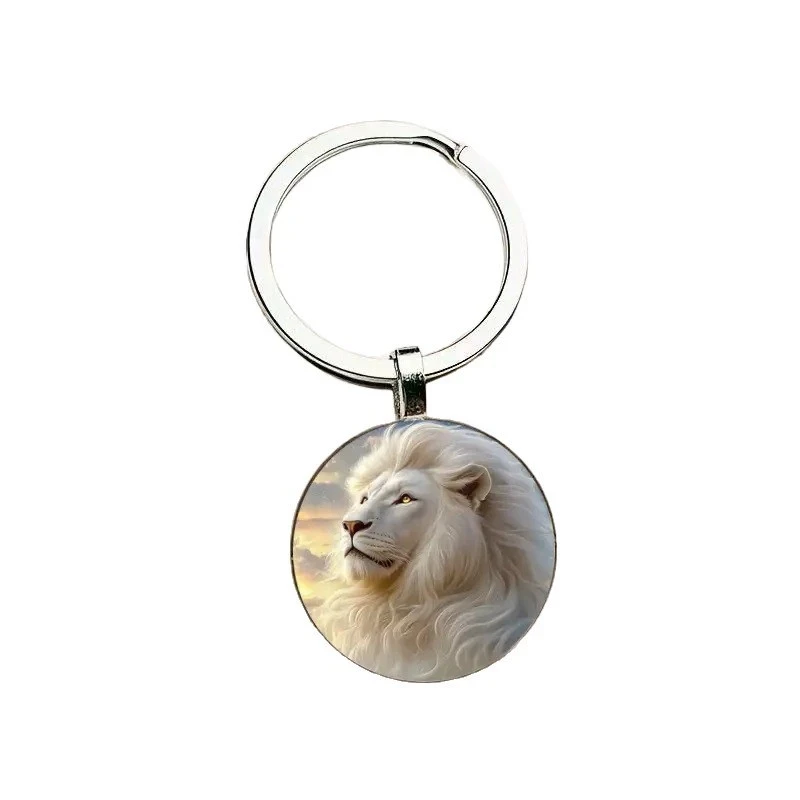 موضة الأسد الأبيض مفتاح سلسلة امرأة حقيبة كيرينغ الزفاف حلية رائعة الوقت جوهرة زوجين المفاتيح قلادة عقد دي اي واي هدية K162 #6