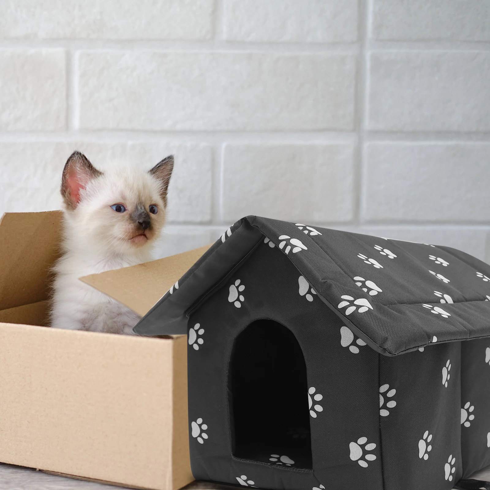 

Waterproof Cat House Cozy Hideaway Dog Bed Outdoor for Winter Warming Breathable Shelter Oxford Cloth
