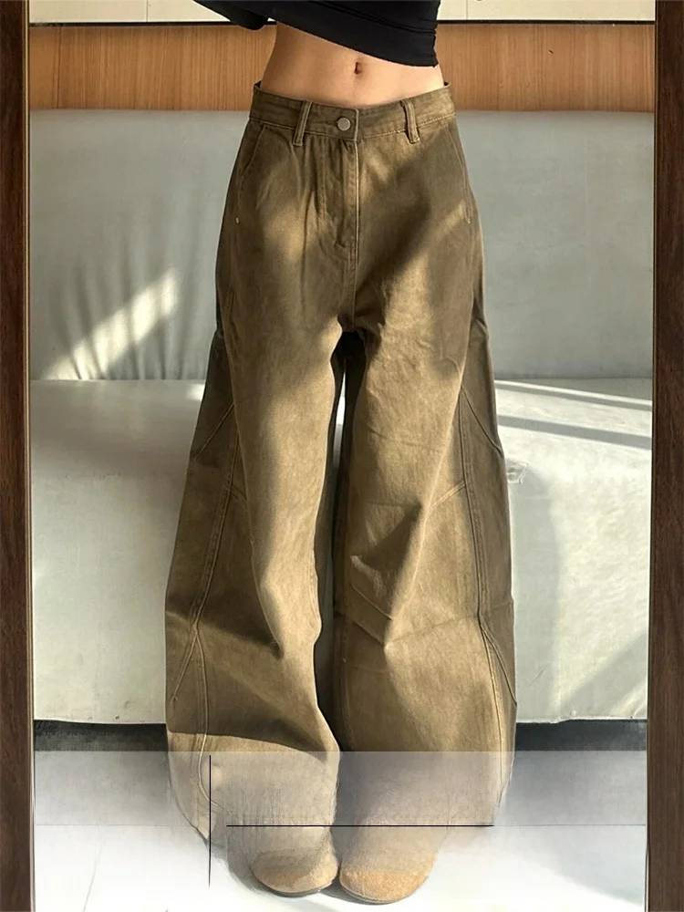 

Джинсовые брюки с высокой талией, женская осенне-зимняя верхняя одежда, теплые широкие джинсы, классические винтажные женские брюки