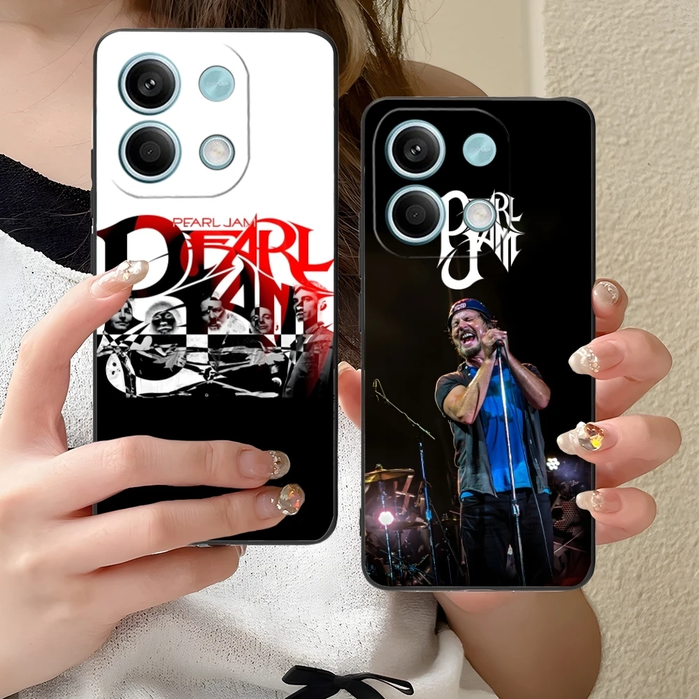 Mobile Pearl Jam Handyhülle für Xiaomi Redmi Note 13 12 11 10 9 8 7 6 S A Pro Lite Plus 5G Schwarze weiche Handyhülle