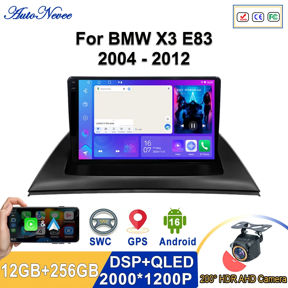 

Android 16 2K Incell Screen Multimedia Stereo For BMW X3 E83 2004 2005 2007 - 2012 Stereo Head High-performance CPU Dash Cam HDR