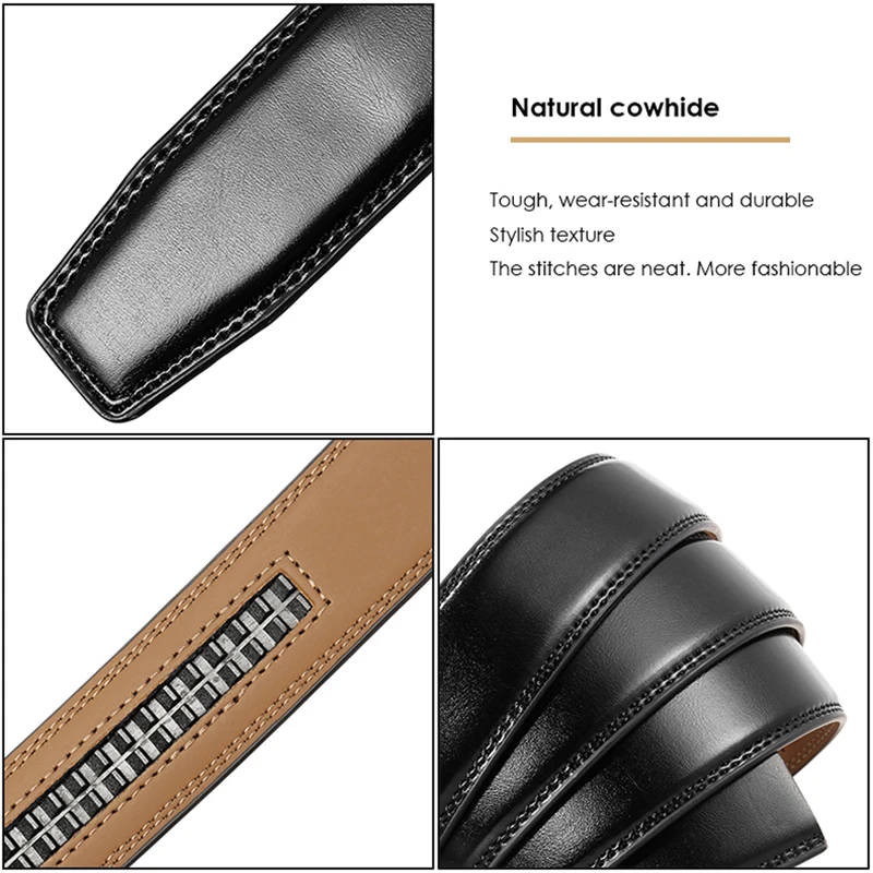 VATLTY 31mm cintos de couro para homens liga fivela automática sem furos masculino cinto marrom natural terno cinto masculino