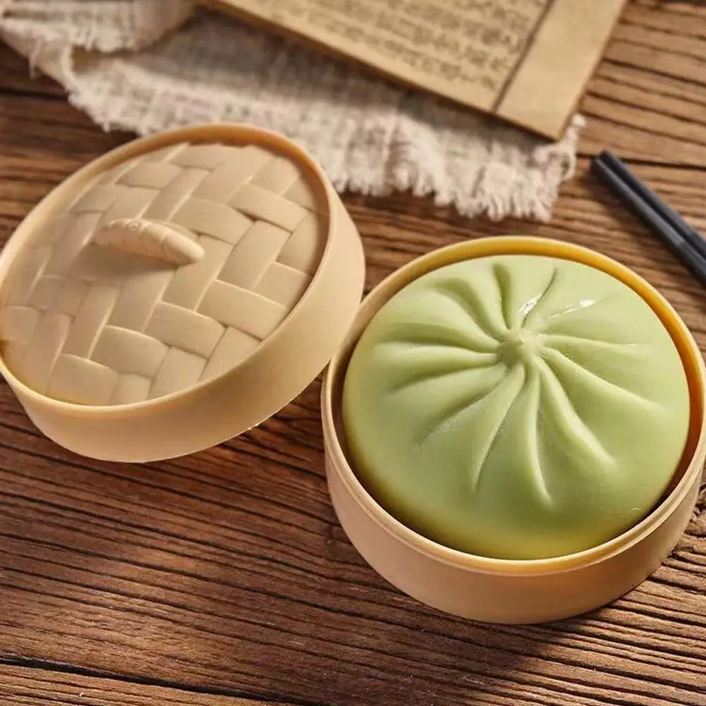 Mini panier vapeur de 6 cm, jouet de simulation de pain, réaliste et coloré, en mousse à mémoire de forme à rebond lent, jouet ludique pour les amateurs de modèles d'aliments factices