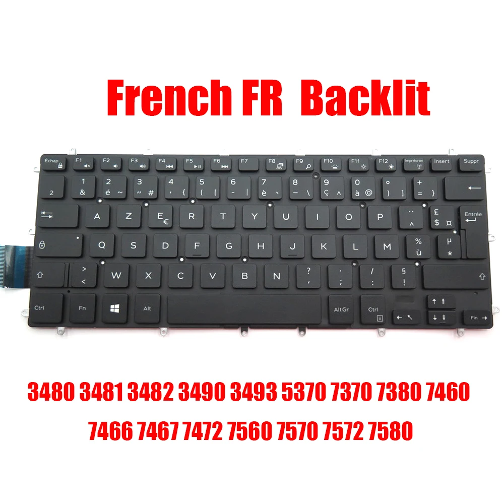 

Backlit French FR Keyboard For DELL For Inspiron 5368 5378 5379 5481 7368 7373 7375 7378 5568 5578 5579 7569 7573 7579 2-in-1