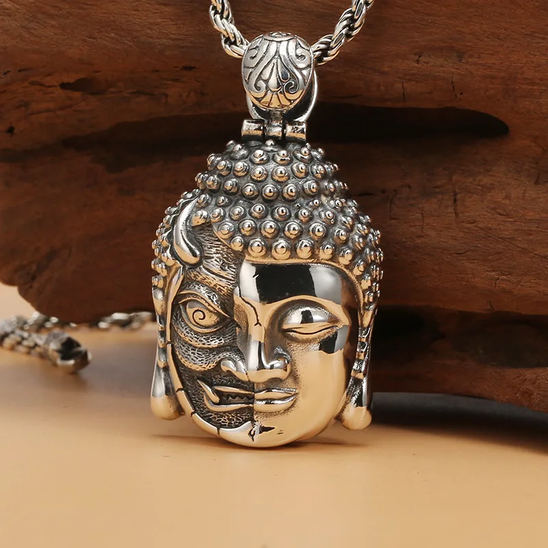 

S925 Silver a flash of thought pendant sterling silver national fashion ornaments Thai silver pendant men's women's jewelry