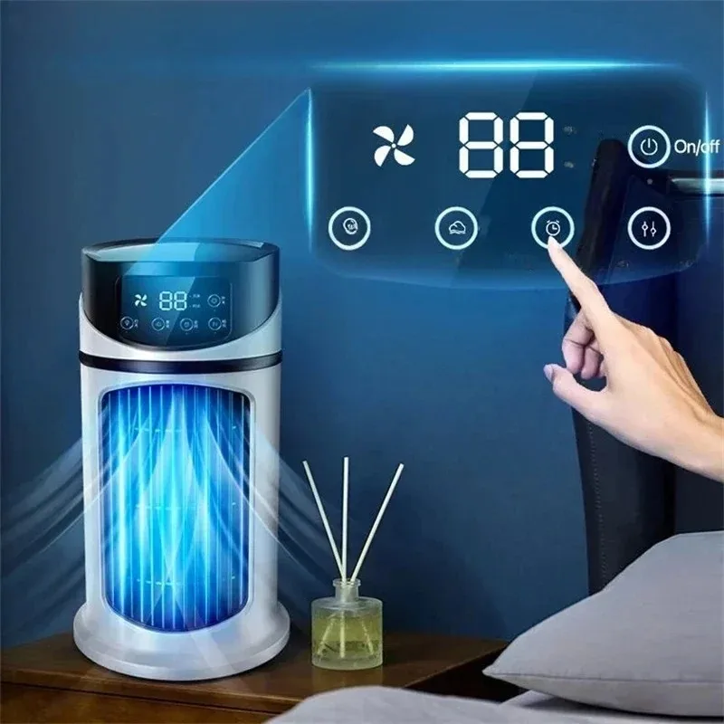 Portable Air Conditioner Electric Desktop Fan USB Plug in Air Cooler USB Air Cooler Fan Humidifier 6 Speed Spray Cooler Office