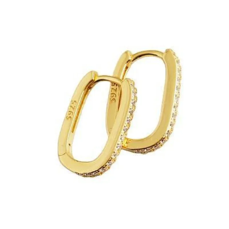 Charm Geometric Circle Zircon Hoop Earrings for Womens Luxury Gold Color Stainless Steel Dangle Korean Fashion Jewelry Accessory