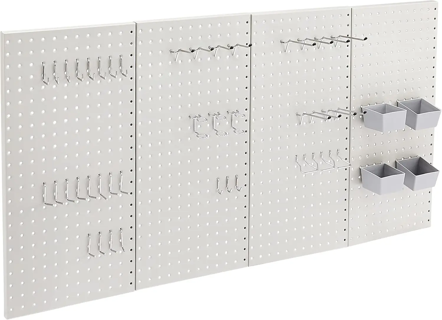 

48-Piece Gray Metal Pegboard Kit for Wall Storage, Rust & Scratch Resistant