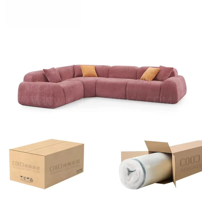 Coofull Foshan Factory High Quality Vacuum Packed Compressed L Shape Boneless Sofa Set Modular Sectional Couch With Deep Seating