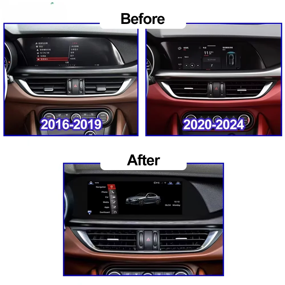 10.25inch Android Carplay For Alfa Romeo Stelvio Giulia 2020-2024 GPS Navigation Car Radio Multimedia Video Player Audio Stereo