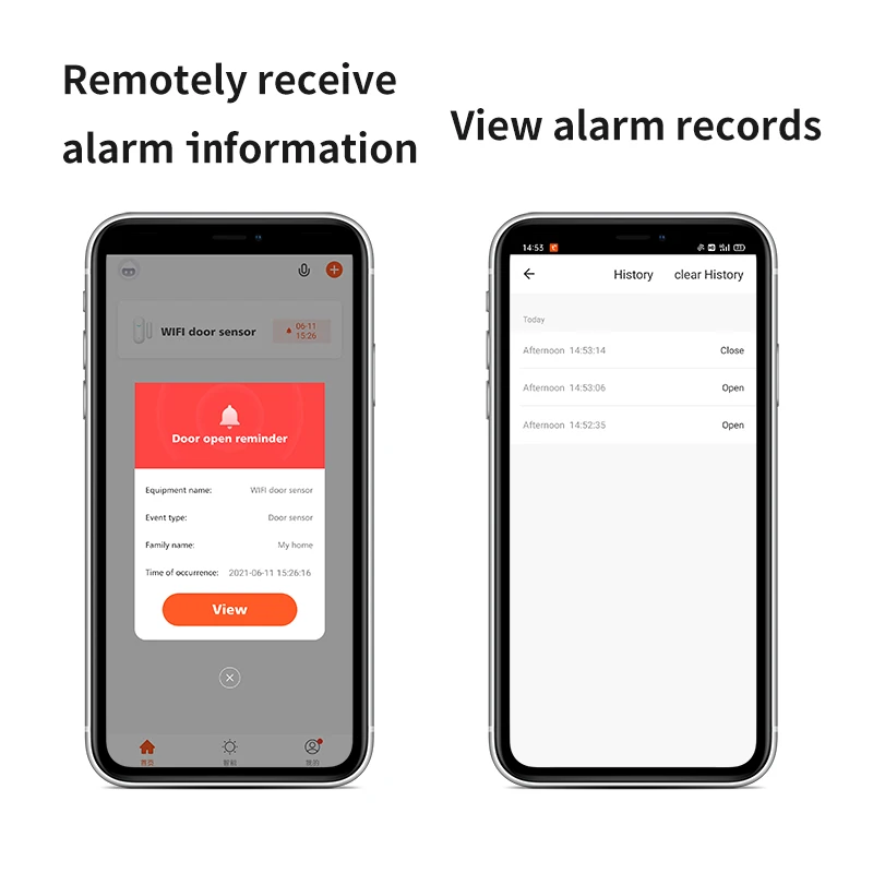 Tuya intelligent alarm WiFi sensor door open / close detector mobile app remote notification support Alexa Google home