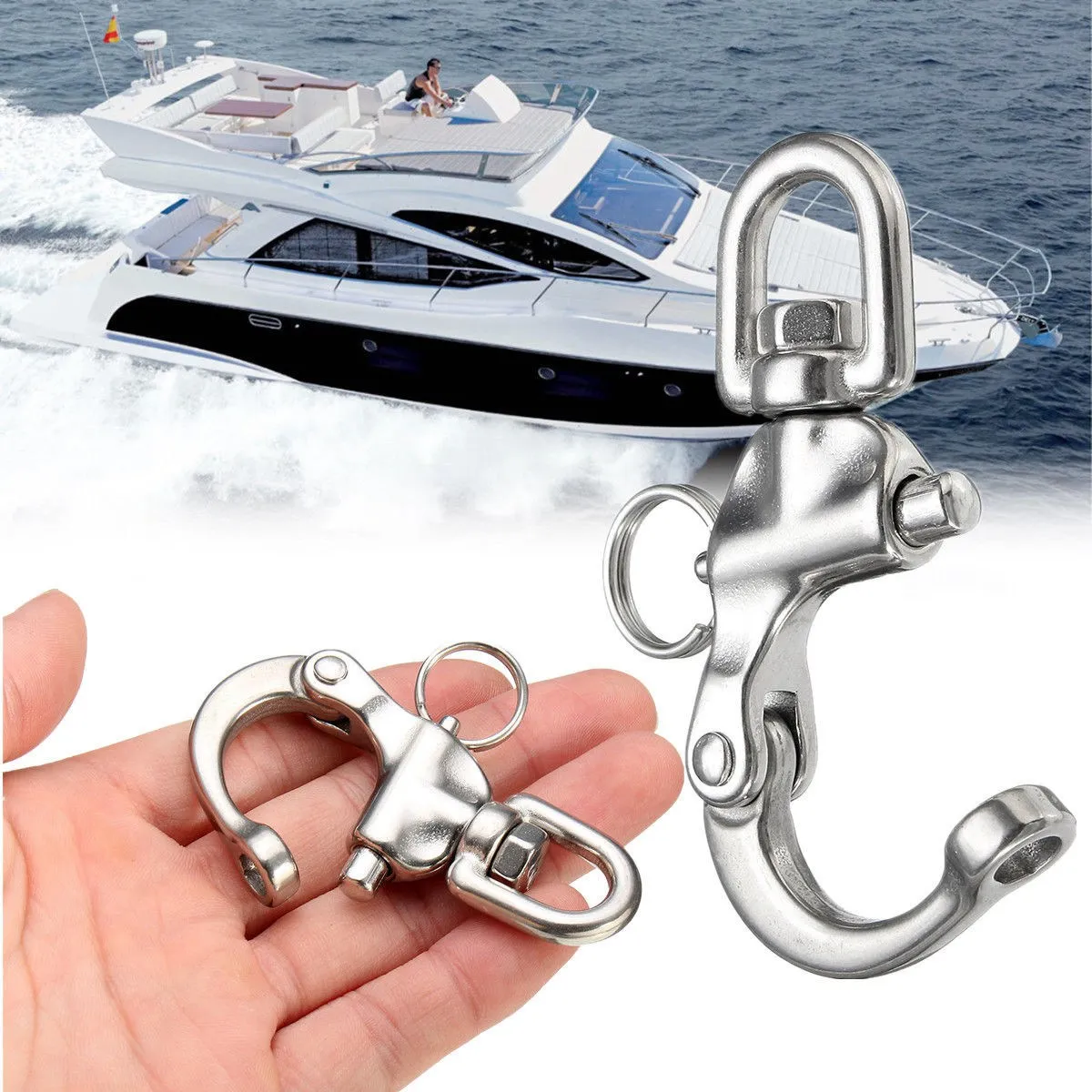 Stainless Steel Swivel Shackle Quick Release Boat Anchor Chain Eye Shackle Swivel Snap Hook for Marine Architectural