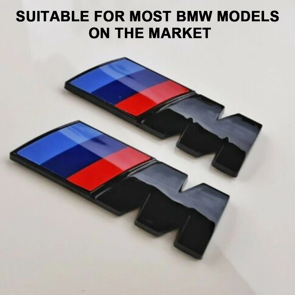 2Pcs Emblem Gloss Black Side Wing Fender Badge Side Wing Badge Emblem for BMW M Sport Most Models