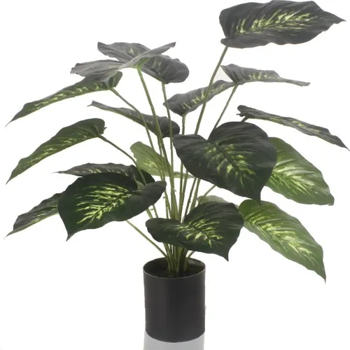 Nettenevime Artificial Flower Difenbahya Tropik Lounge Flower Metal Matte Black Plug Artificial Plant