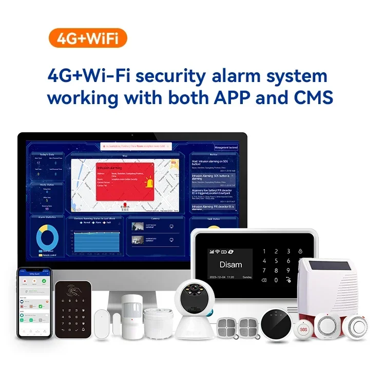 4G WiFi remote control smart WiFi home intruder wired wireless GSM burglar fire security alarm system with CE/ROHS certificate