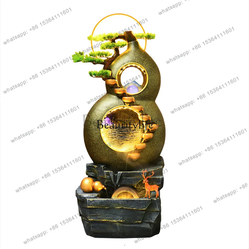 JJ Living room gourd flowing water ornament circulating water landing rockery feng shui wheel fountain